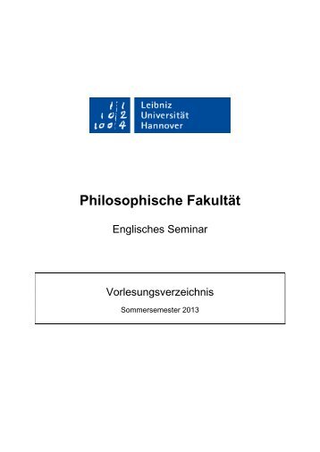 KVV - Englisches Seminar - Leibniz Universität Hannover