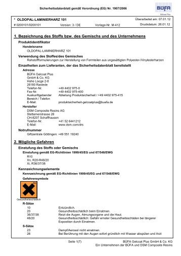 Sicherheitsdatenblatt Laminierharz 101 ISO/PNG - Ross Fisch e.K.