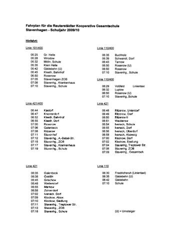 Fahrplan für die Reuterstädter Kooperative Gesamtschule ...