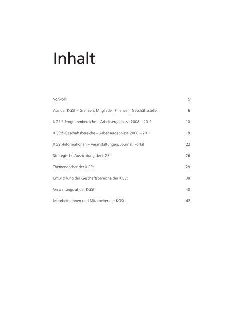 KGSt®-Tätigkeitsbericht 2008 bis 2011