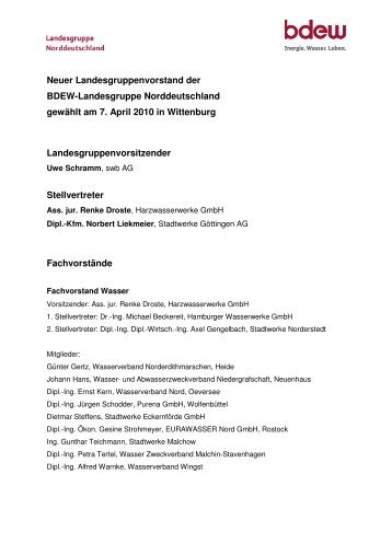 Neuer Landesgruppenvorstand der BDEW-Landesgruppe ... - LDEW