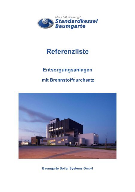 Baumgarte Referenzen Entsorgungsanlagen - Standardkessel ...
