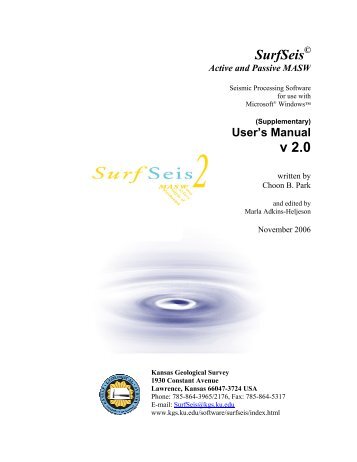 User Manual for SurfSeis 2.0 - the Kansas Geological Survey