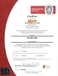 Quality Certificate ISO9001:2008 - Behr GmbH & Co