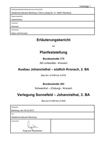 Verlegung Sonnefeld-Johannisthal - Regierung von Oberfranken ...