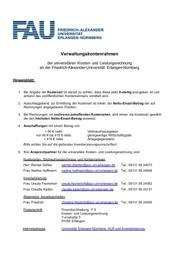 Verwaltungskontenrahmen - Friedrich-Alexander-Universität ...