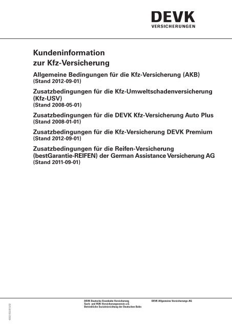 Kfz-Versicherung (pdf, 385 KB) - DEVK Versicherungen