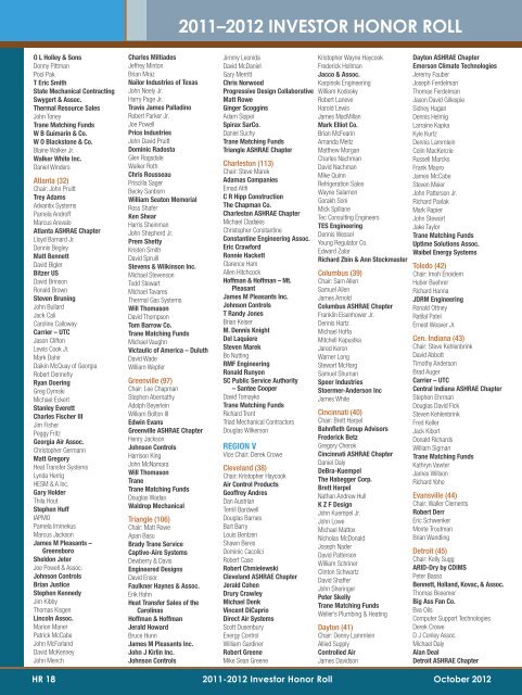 2011–2012 InVestOR HOnOR ROll - ashrae