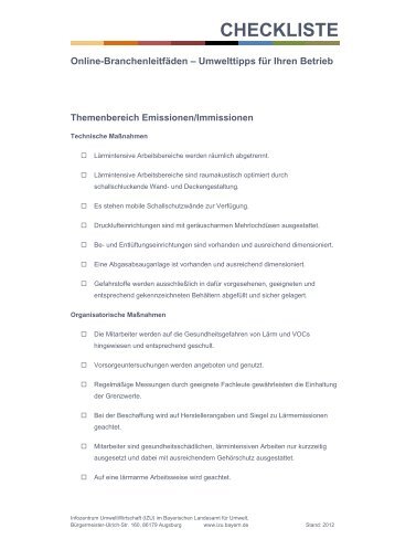 Kfz Werkstatt Checkliste Emissionen Immissionen - Infozentrum ...