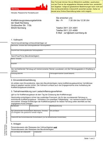 Vollmacht Für Die Kfz Zulassungsstelle Vollmacht Kfz Abmeldung Zulassungsstelle
