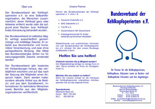 Flyer in deutscher Sprache - Bundesverband der Kehlkopflosen eV.