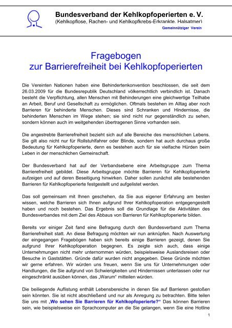 Aktionsbündnis Barrierefreiheit - Bundesverband der Kehlkopflosen ...