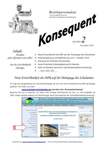 Infoblatt 2 -2010 - Staatliches Schulamt Südthüringen