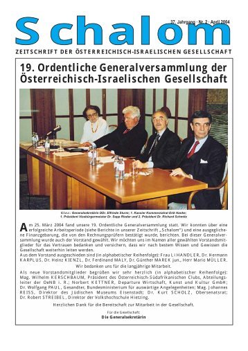 19. Ordentliche Generalversammlung der Österreichisch ...