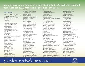 Cleveland Foodbank Donors 2011