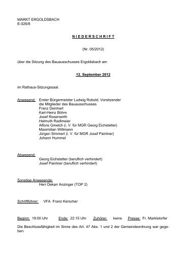 Protokoll Bauausschuss - Markt Ergoldsbach