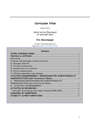 Curriculum Vitae E. B. - Université Nice Sophia Antipolis