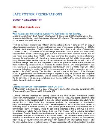 LATE POSTER PRESENTATIONS - American Society for Cell Biology