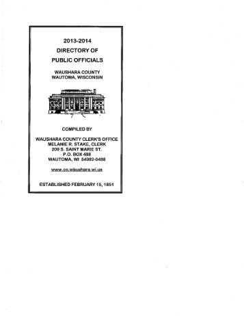 201 2-201 3 DIRECTORY OF PUBLIC OFFICIALS - Waushara County