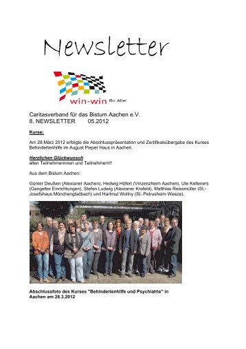 Newsletter 08 - Caritasverband für das Bistum Aachen