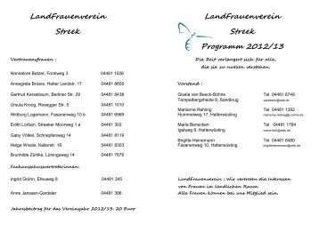 LandFrauenverein LandFrauenverein Streek Streek Programm ...