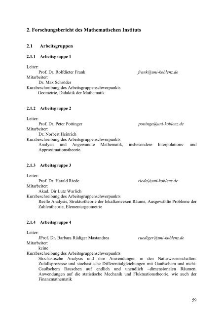 Lehrbericht 2005 - Universität Koblenz · Landau