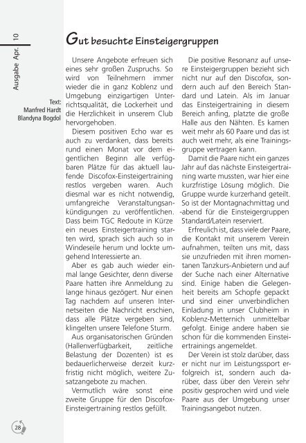 Redoute Nachrichten Ausgabe April 2010 - 1.TGC REDOUTE ...