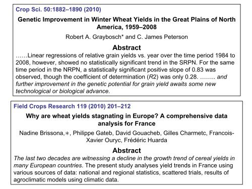 Yield Gap Analysis: Implications for Research and Policy