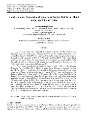 Land Use and, Dynamics of Water and Native Soil N ... - EuroJournals