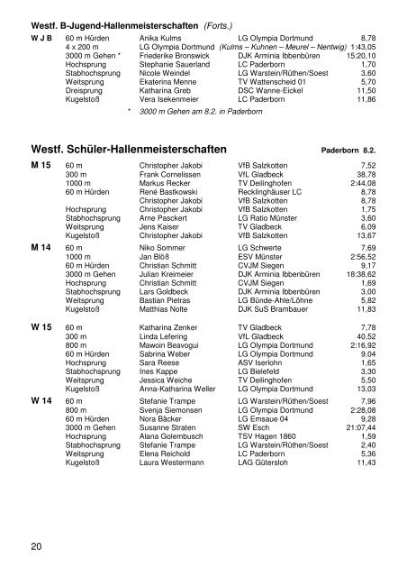 Leichtathletik in Westfalen 2004 - LG Wittgenstein