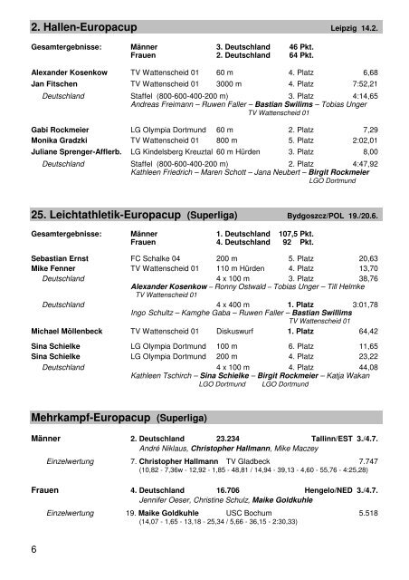 Leichtathletik in Westfalen 2004 - LG Wittgenstein