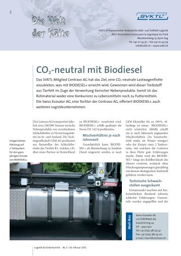 Co2-neutral mit Biodiesel - Centravo