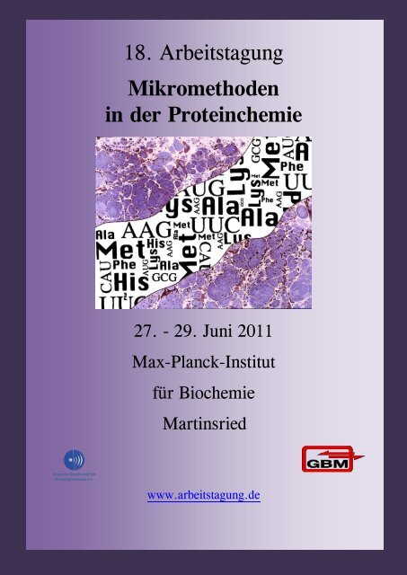 18. Arbeitstagung Mikromethoden in der Proteinchemie