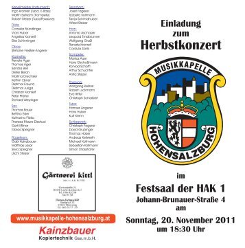 Herbstkonzert - Musikkapelle Hohensalzburg