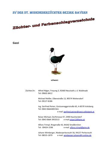 Zuechter- und Farbenschlagverzeichnis 2013 - SV der ...