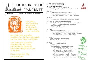 PFARRBRIEF OBERTRAUBLINGER - Pfarrei Obertraubling