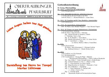 PFARRBRIEF OBERTRAUBLINGER - Pfarrei Obertraubling