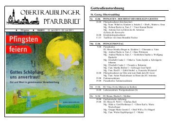 Pfarrbrief Nr. 10/2011 - Pfarrei Obertraubling