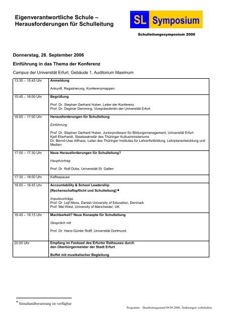 Download des aktuellen Programms - Schulleitungssymposium