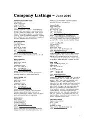 Company Listings – June 2010 - Wisconsin Department of ...