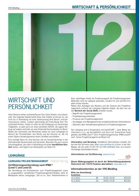 Frühjahrsprogramm 2013 - Verband Wiener Volksbildung