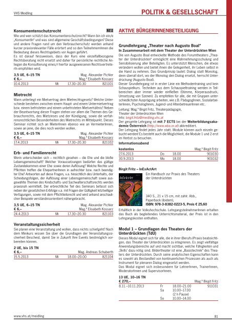 Frühjahrsprogramm 2013 - Verband Wiener Volksbildung