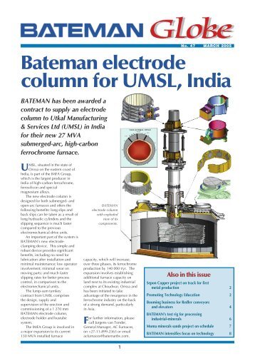 Bateman electrode column for UMSL, India - Bateman Engineering