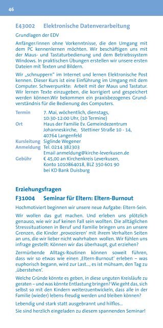 Zentrales Programm - Kirchenkreis Leverkusen