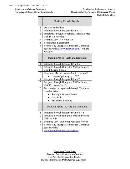 Kdg -Science Curriculum (pdf) - Ocean Township School District