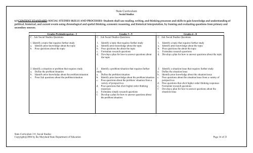 Maryland State Curriculum - mdk12