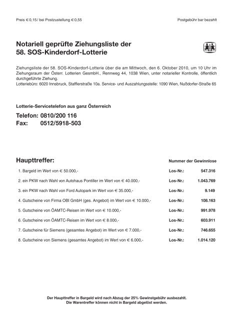 0810/200 116 Fax - SOS Kinderdorf