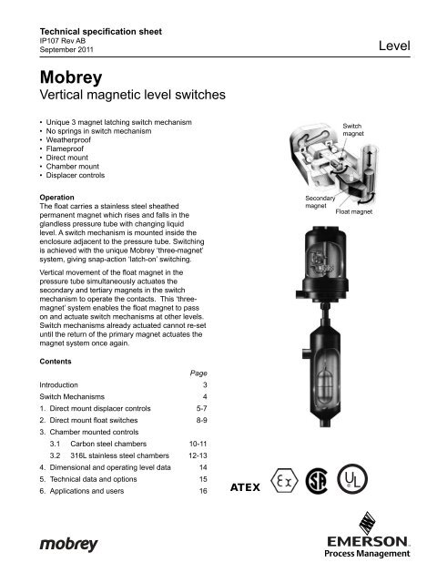 Mobrey Vertical Magnetic Level Switches - Emerson Process ...