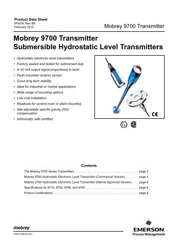 Mobrey 9700 Transmitter Submersible Hydrostatic Level Transmitters