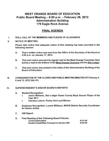 WOBOE Meeting Agenda 2012-02-28 Final.pdf - West Orange ...